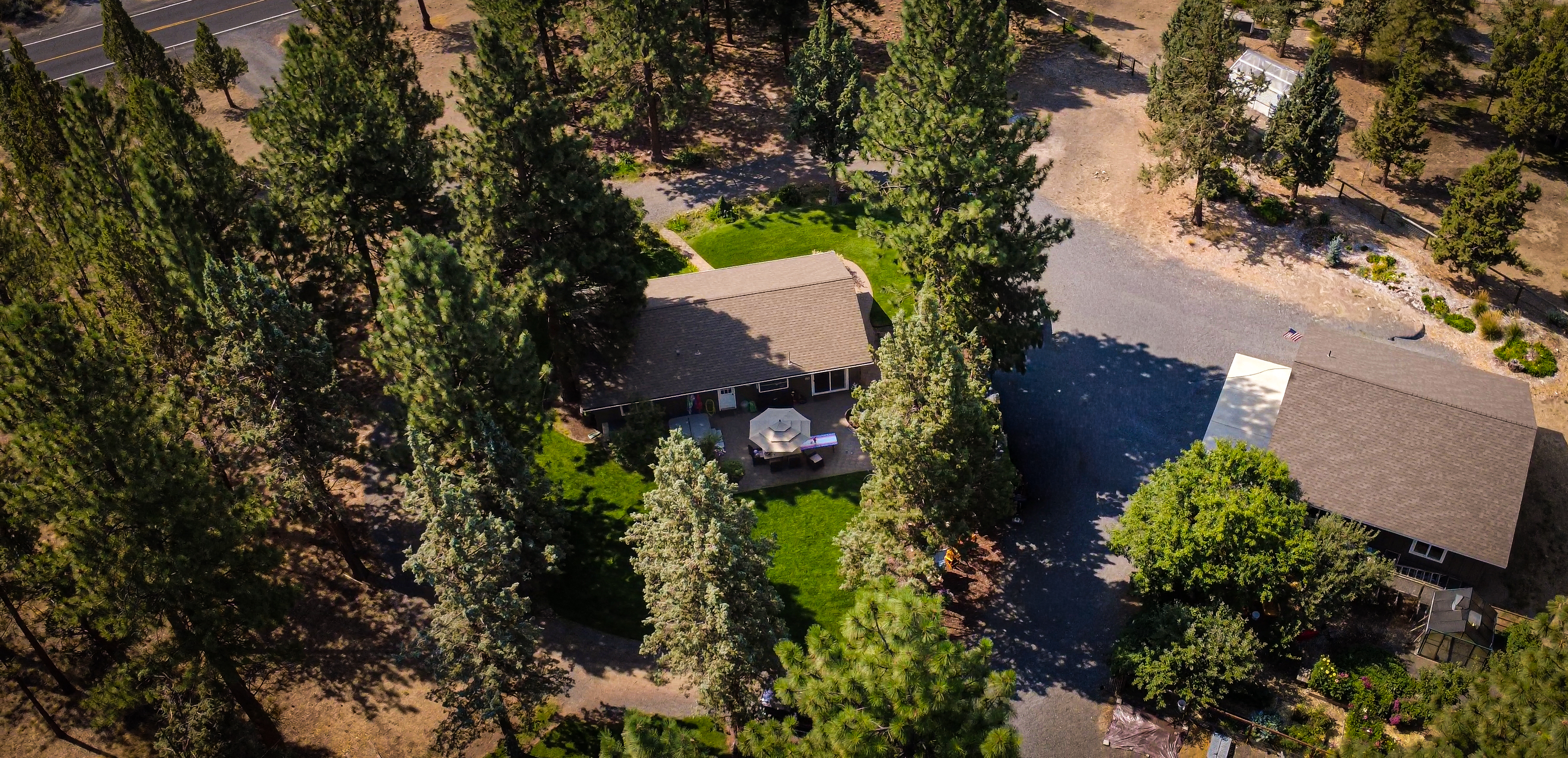 Before color grading – house exterior aerial view